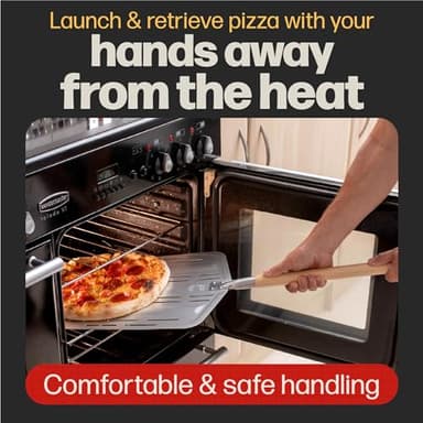 Hans Grill Pizza Peel PRO | Made for XL Pizza 12 inch + | Professional Restaurant Grade Perforated Metal Non-Stick Paddle for launching, turning and retrieving pizzas - Image 4
