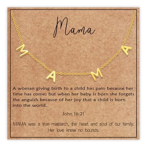 SmileBelle Mama Necklace as New Mom Gifts, Mom to Be Gift as First Time Mommy Gifts Mother Necklace as Pregnancy Gift for Expecting Mommy Mama to Be Jewelry as New Mam After Birth - Image 1