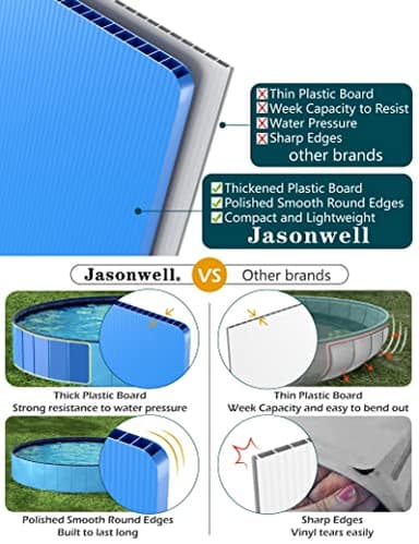 Jasonwell Foldable Dog Pool Collapsible Hard Plastic Dog Swimming Pool Portable Kiddie Pool Pet Pool Doggie Wading Pool Bath Tub for Puppy Small Medium Large Dogs Cats and Kids 39.5" - Image 5
