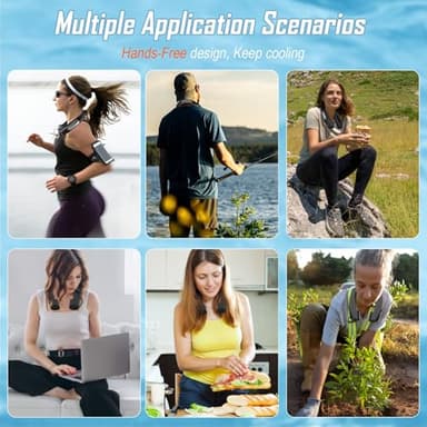 Portable Neck Fan, Hands Free Personal Fan- 6000mAh Battery Operated, USB Rechargeable Fan with 6 Adjustable Speeds, Cooling Wearable Fan for Home, Office, Outdoor, Travel-Black - Image 9