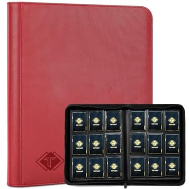 TiopLior Trading Card Binder 9-Pocket, TCG Binder Fit for MTG Yugioh Card Album Book 432 Side-Loading Pockets, Premium Card Collection Binder for Baseball Football Sports Cards PTCG with Zipper (Red) - Image 1