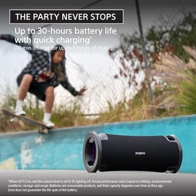 Sony ULT Field 7 Wireless Bluetooth Party Speaker, IP67 Waterproof, Powerful Bass, 30h Battery, Karaoke, Comfortable Handle, and Colorful Lights (SRSULT70), Black - Image 5