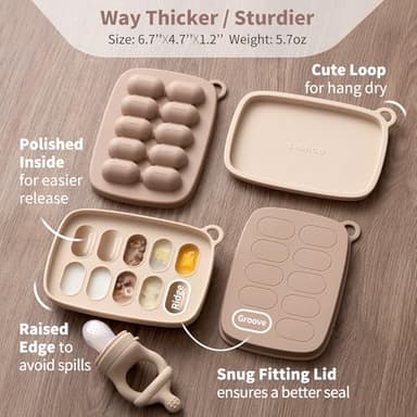 SAMiGO Baby Food Fruit Feeder and Breastmilk Popsicle Mold Set, Silicone Fruit Teether, Food Feeder Pacifier for Teething Relief, Freezer Tray, Baby Feeding Essentials, 4 Months+ - Image 5
