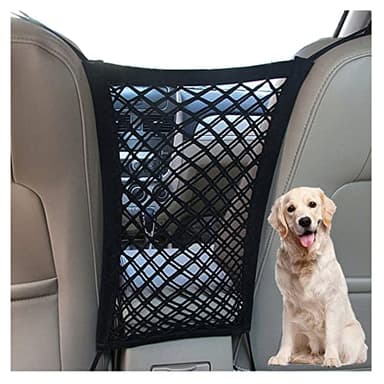 DYKESON Dog Car Net Barrier Pet Barrier with Auto Safety Mesh Organizer Baby Stretchable Storage Bag Universal for Cars, SUVs -Easy Install, Car Divider for Driving Safely with Children & Pets - Image 1