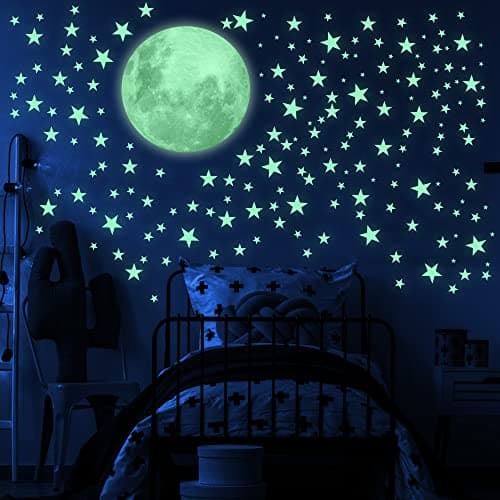 Stars for Ceiling – Glow in The Dark Stars and Moon Wall Decals for Kids Bedroom or Nursery, Luminous Star Stickers for Ceiling, Self-Adhesive Fluorescent Night Sky Decor, Gift for Boys and Girls - Image 1
