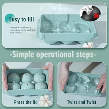 WIBIMEN Large Ice Cube Molds, Big Round Whiskey Ice Cube Trays for Freezer, Easy to Fill & Release, Whiskey Bourbon Cocktail(1.9In*6 Balls- Blue/2 Pack) - Image 4