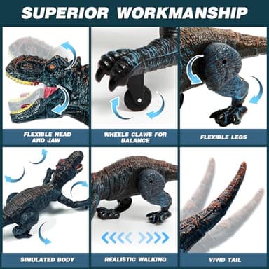 Sunrad Remote Control Dinosaur Toys for Kids 3-5 4-7 8-12 Year Old, Electronic RC Robot Dinosaur with Spray & Light & Roar, Realistic Walking T-Rex Toys Birthday Gifts for Boys Girls - Image 3
