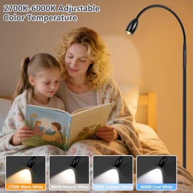 Reading Floor Lamp, 72" Tall LED Lamp with Flexible Gooseneck, Dimmable Zoomable Spotlight, Adjustable Color Beam Standing Lamp, Touch & Remote Control, Task Craft Bedroom Living Room, Matte Black - Image 4