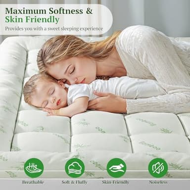 LIANLAM Bambu_Viscose Mattress Topper Queen,1000 GSM Cooling Mattress Pad,Extra Thick Pillow Top for Back Pain,Soft Mattress Cover with 8"-16" Deep Pocket(60"x80") - Image 8