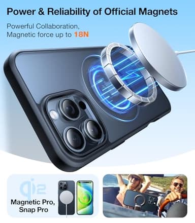TORRAS Upgraded 360 Rotatable Magnetic Ring for iPhone 16 Pro Max Case, Fit for MagSafe with Stand Ring Holder, 16FT Mil-Grade Shockproof Translucent for iPhone 16 Pro Max Phone Case Ostand, Black - Image 5