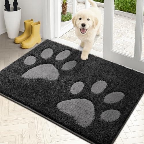 PURRUGS Dirt Trapping Door Mat 24" x 35.5", Non-Skid/Slip Machine Washable Microfiber Entryway Rug, Dog Doormat, Super Absorbent Welcome Mat for Muddy Wet Shoes and Paws, Charcoal - Image 1