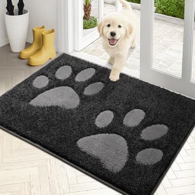 PURRUGS Dirt Trapping Door Mat 24" x 35.5", Non-Skid/Slip Machine Washable Microfiber Entryway Rug, Dog Doormat, Super Absorbent Welcome Mat for Muddy Wet Shoes and Paws, Charcoal - Image 1