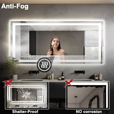 EchosLife Large 84"x40" Light up Bathroom Mirror with Front Lit and Backlit, Anti-Fog Vanity Mirror with Lights, Stepless Dimmable Lighted Mirror, 3 Colors Smart Mirror (Horizontal/Vertical) - Image 5
