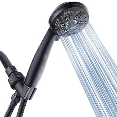 AquaDance High Pressure 6-Setting Oil Rubbed Bronze Handheld Shower Head with Stainless Steel Hose. Officially Independently Tested to Meet Strict US Quality & Performance Standards! - Image 1