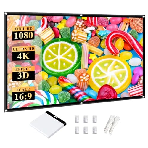Portable 100 Inch Foldable Projection Screen: Thick Material Washable Projector Screen 16:9 Foldable Anti-Crease Projector Movies Screen for Outdoor Indoor Support Double Sided Projection - Image 1