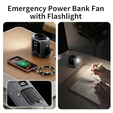 Socool 14500mAh Portable Waist Fan Clip on Belt 360 Rotation Wearable Rechargeable Personal Shirt Fan, 67H Cooling 5-Speed Battery Operated with Light, Neck Fan Hands-Free for Outdoor Jobsite Camping - Image 6
