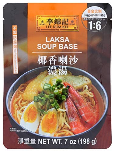 Lee Kum Kee Laksa Soup Base (7 oz - 6 Pack), Medium Spicy Creamy Broth, Savory Shrimp Flavor with Coconut Aroma - Perfect for Soup Noodles, Broths, Stews, Curry, & Sauces - Image 1