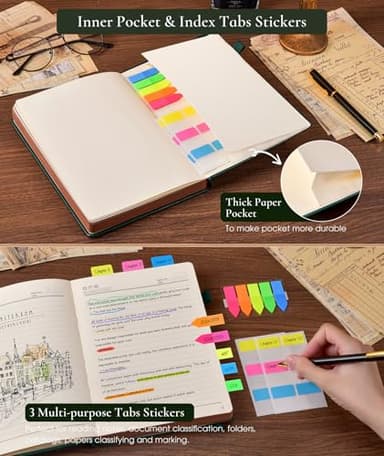 Vintage Leather Journal - 300 Page Lined Journal Notebook with Numbered Pages,A5 Notebook for Women Men,Travel Diary,Daily Journal for Writing, Note Taking, School & Work (5.8" x 8.3") - Image 4