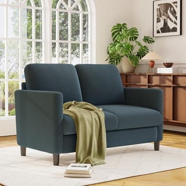 Welzona Loveseat Sofa, 51" Love Seat, Comfy Teddy Small Loveseat for Small Spaces, Tool-Free Setup Sofa Couch for Bedroom, All-Wood Couches for Living Room, No Pillow Included, Blue Grey - Image 7
