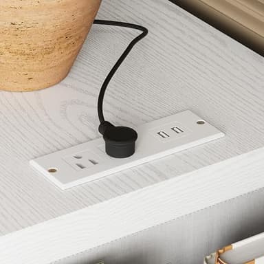 LIKIMIO Dresser for Bedroom 6 Drawer with Charging Station, TV Stand Storage Chest of Drawers for Living Room Hallway Entryway, MDF Board, 59 Inches White - Image 5