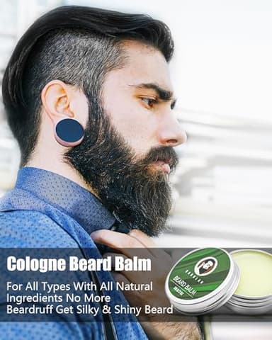 Mens Gifts for Birthday, Gifts for Men, Beard Care Kit with Beard Oil Balm Conditioner Wash Brush Comb Scissor, Stocking Stuffers for Men Birthday & Holiday Gifts for Boyfriend Brother Dad Husband - Image 5