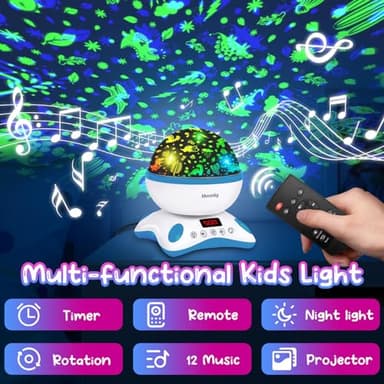 Moredig Dinosaur Night Light Projector, Kids Projector Night Light with 8 Color Changing and 12 Songs Night Light Projector for Kids Baby Boys Girls Gift - Image 3