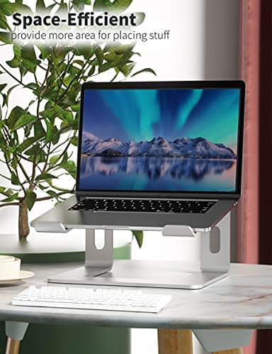 SOUNDANCE Laptop Stand, Aluminum Computer Riser, Ergonomic Laptops Elevator for Desk, Metal Holder Compatible with 10 to 15.6 Inches Notebook Computer, Silver - Image 6