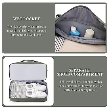 Weekender Bags for Women,Personal Item Travel Bag with Shoes Compartment,Overnight Travel Duffel Bag with Toiletry Bag - Image 6