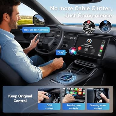 Wireless CarPlay Adapter for iPhone, 2 in 1 CarPlay and Android Auto Converts Factory Wired to Wireless, Plug and Play Car Play Adapter with Stable Control and No Delay - Image 5