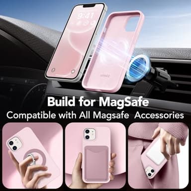 GONEZ Magnetic for iPhone 12 Case / 12 Pro Case, Compatible with MagSafe, [Screen Protector + Camera Lens Protector], Silicone Shockproof Anti-Scratch Protective Phone Case 6.1 inch, Chalk Pink - Image 4
