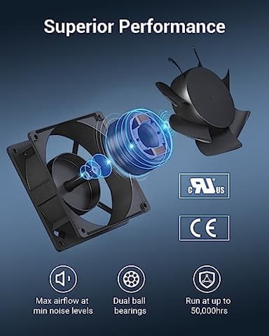 DEWENWILS 2 Pack 120V AC Fan, Waterproof Exhaust Fan 120mm, 18W 2850RPM 90CFM, DIY Cooling Fan for Refrigerator, Computer Case, Compressor Engine, Generator, UL Listed - Image 3