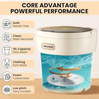 small portable washing machine15L with Spin Basket – Small Washer portable for Underwear, Delicate Clothes, and Light Laundry – Ideal for Apartments, Dorms, Hotels, and Camping. - Image 3