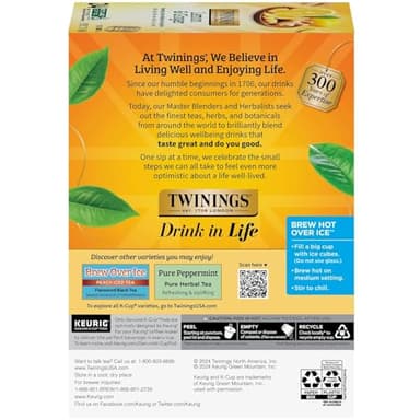 Twinings Lemon & Ginger Herbal Tea K-Cup Pods for Keurig, 24 Count (Pack of 4), Naturally Caffeine-Free, Enjoy Hot or Iced - Image 6