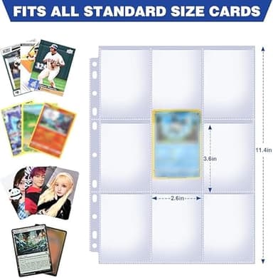 42 Pack 9 Pocket Double Side Card Sleeves Binder Sheets, Holds 756 Cards, Trading Card Binder Sleeves for 3 Ring Binder, Card Sleeve Pages for Baseball, Football, Business, TCG, Kpop Cards - Image 2