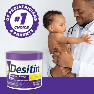 Desitin Maximum Strength Baby Diaper Rash Cream, 40% Zinc Oxide for Treatment, Relief & Prevention, Hypoallergenic, Phthalate- & Paraben-Free Paste, Protects Skin For Up To 12 Hours, 16 oz - Image 6