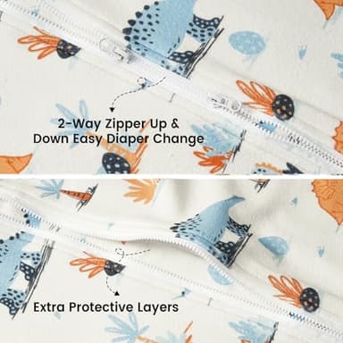 david's kids Micro Fleece Baby Sleep Sack 0-6 Months, Soft Warm Baby Wearable Blankets with 2-Way Zipper, 2 Pack Comfy Sleeping Bags for Infant Newborn Boys Girls Neutral, Small Size, Dinosaur - Image 6
