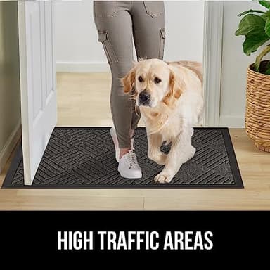 GORILLA GRIP 100% Waterproof All-Season WeatherMax Doormat US Designed Natural Rubber, Stain and Fade Resistant, Low Profile Indoor Outdoor Door Mats, Easy Clean Patio Mat, 17x29, Gray Diamond - Image 6