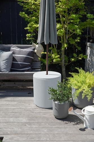 Veradek Umbrella Side Table - Outdoor Patio Table with Umbrella Hole for Porch/Patio | Durable Plastic-Stone Composite Material & Easy Assembly | Modern Coffee, Picnic or Poolside Table - Image 6