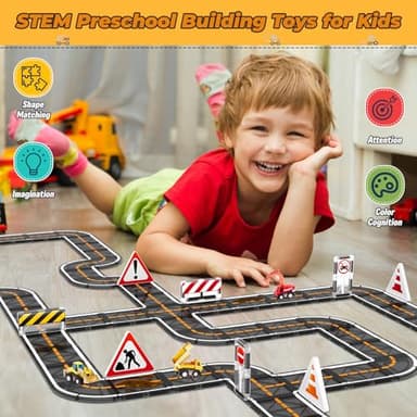 Magnetic Tiles, Magnetic Blocks Engineering Construction Vehicle Road Set, Toddler Toys for 3 4 5 Year Old Boys Girls Montessori Preschool Classroom Must Haves STEM Educational Kids Toys Birthday Gift - Image 5