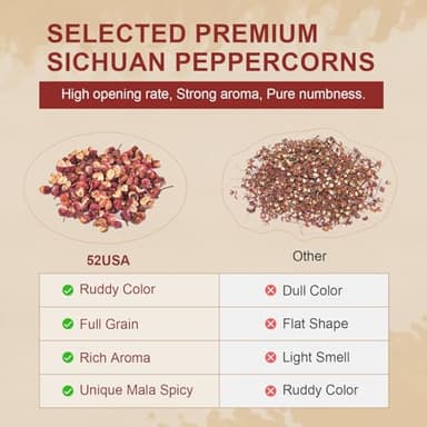 52USA Szechuan Peppercorns, Authentic Sichuan Peppercorns 8OZ, Mala Pepper, Unique Numbing, Essential for Mapo Tofu, Kung Pao Chicken, Asine Cusine, Sichuan Red Peppercorn, Whole Chinese Peppercorn - Image 7