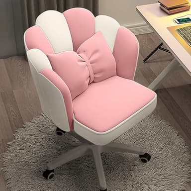 HDHNBA Vanity Chair Velvet Petal Desk Chair Upholstered Modern Tufted Home Office Chair with Back, Height Adjustable Computer Task Chair for Bedroom Living Room - Image 1