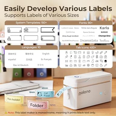 POLONO Label Maker Machine with Tape, P31S Bluetooth Label Printer, Mini Label Maker with Multiple Templates for School Office Home Organization, Wireless Portable Thermal Printer for Storage, White - Image 4