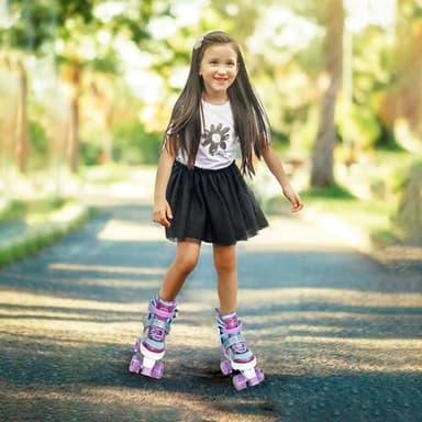 Fotoumgl Roller Skates for Kids Girls Boys, 4 Size Adjustable Rainbow Toddler Rollerskates with 8 Full Light up Wheels, Safe and Fun for Children Beginners, Outdoor Indoor Sports - Image 6