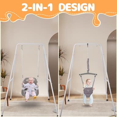 Taleco Gear 2 in 1 Toddler Swing ＆ Jumper, Swing Set for Indoor/Outdoor, Baby Jumpers and Bouncers, Easy to Assemble & Store, Suitable for Children 6 Months and Older（Black） - Image 8