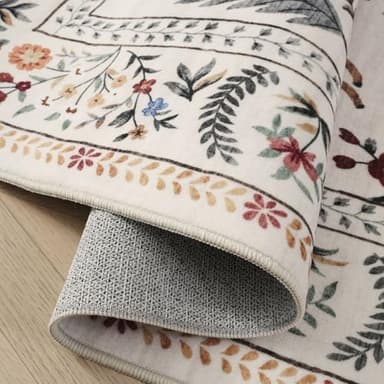 Rugcomf Runner Rug for Kitchen Rug Non Slip 2'x6' Washable Rugs with Rubber Backing Soft Floral Animal Carpet Runner for Kitchen, Laundry, Bedroom, Bathroom (Beige) - Image 2