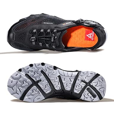 HUMTTO Men's Amphibious Water Shoes - Outdoor Hiking Sandals for Men Summer Non-Slip Quick Drying Water Sandals River Shoes 7.5-8 Black/Grey - Image 5