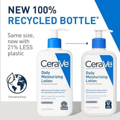 CeraVe Daily Moisturizing Lotion for Dry Skin, Body Lotion & Face Moisturizer with Hyaluronic Acid and Ceramides, Daily Moisturizer, Fragrance Free, Oil-Free, 12 Ounce - Image 4