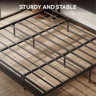 LIKIMIO California King Bed Frame with Headboard, Dark Wood Camas California King with Strong Supports, Sturdy, Noise-Free, No Box Spring Needed, Charcoal Grey - Image 9