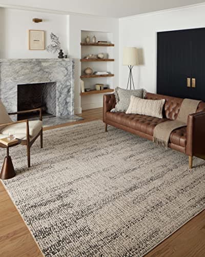 Loloi Darby Collection DAR-02 Oatmeal/Charcoal 6'-7" x 9'-3" Area Rug - Image 1