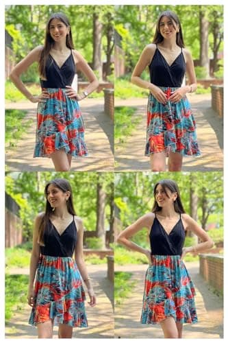 ULTRANICE Womens 2025 Summer Dresses Sundress Casual Dress Spring Trendy Floral Flowy Wrap Beach Vacation Outfits Hawaiian Tropical Spaghetti Strap V Neck Dress(Black Blue Orange Floral,XL) - Image 4